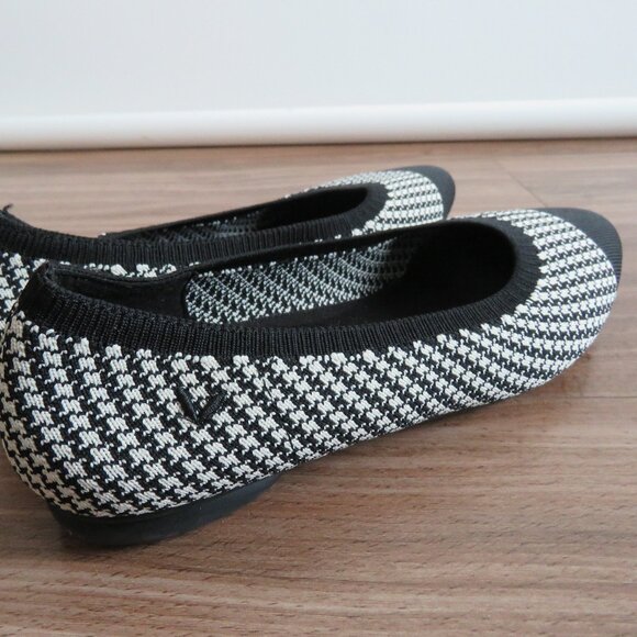 VIVAIA Tamia Round-Toe Ballet Flats in Black White Houndstooth Academia Preppy - Picture 9 of 14